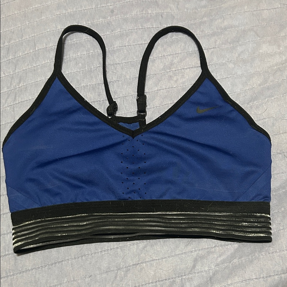 Nike Women's Black and Blue Sports Bra